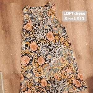 LOFT floral tank dress with keyhole tie